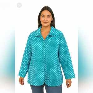 Koret Polka Dot Light Blue Office Siren‎ Career  Classic Button Jacket Womens 20